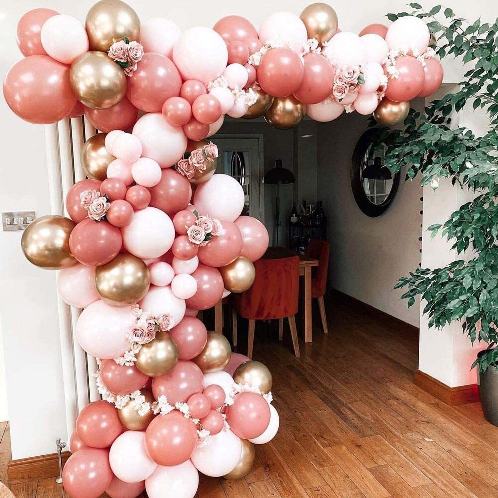 Retro Pink Balloon Garland Arch Kit Golden Pink Latex Balloons Birthday Baby Shower Wedding Party Decoration Supplies PartyDecorHQ