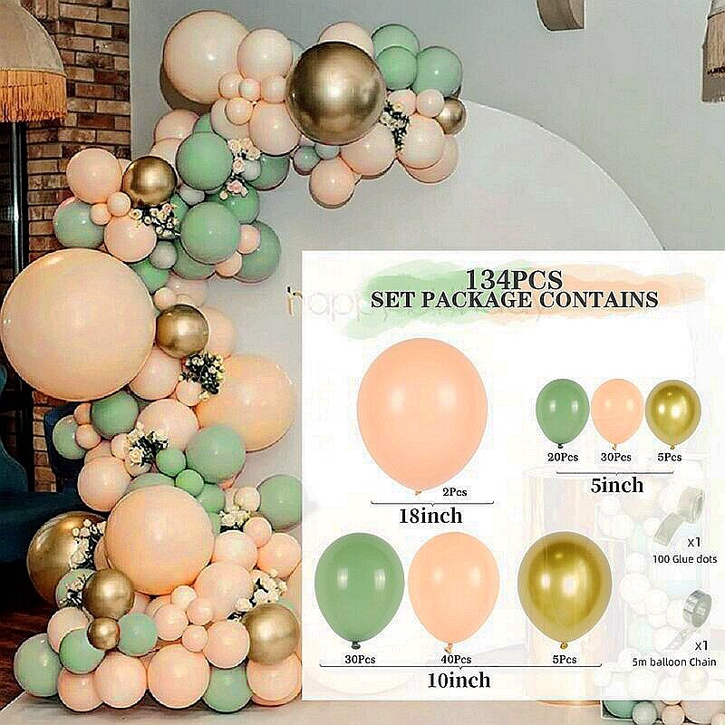 Macaron Green Balloon Garland Arch Kit Wedding Ballon Birthday Party Decor Kids Jungle Safari Theme Baby Shower Inflatable Decorations