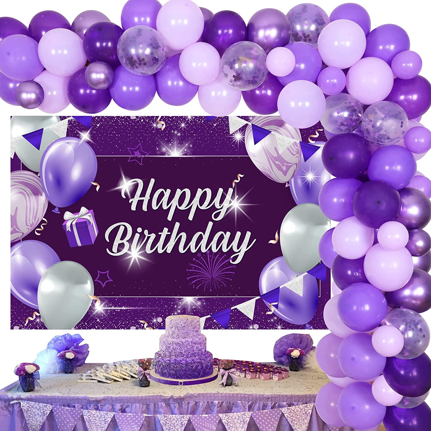 Purple th Birthday Party Decoration Balloon Garland Arch Kit Happy Backdrop Supplies Inflatable Decorations