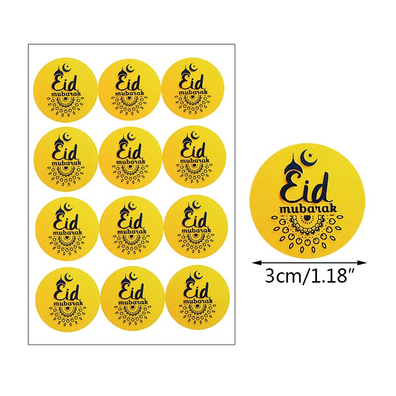 pcs Eid Mubarak Paper Sticker Ramadan Gift Packaging Seal Label Islamic Muslim Festival Party Decoration Supplies 