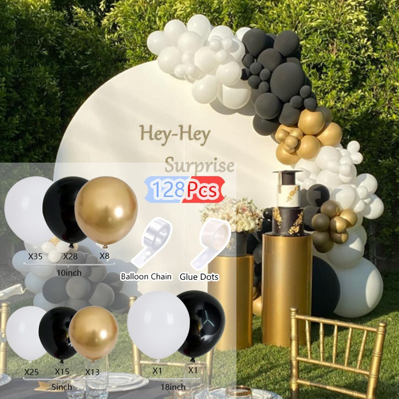 Pcs Balloons Arch Set White Black Gold Balloon Garland Birthday Party Baby Baptism Shower Kit Decoration Inflatable Decorations