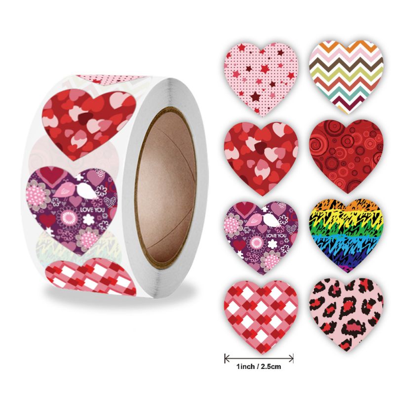 pcs Colorful Heart Paper Stickers Self-adhesive Sealing Wedding Party Valentine's Gifts Bag Packaging Supplies 