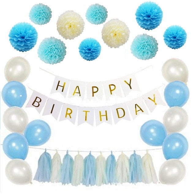 Inch Latex Balloons Party Decoration Fish Tail Banner Tassel Paper Pompom Set Birthday Baby Shower Supplies 