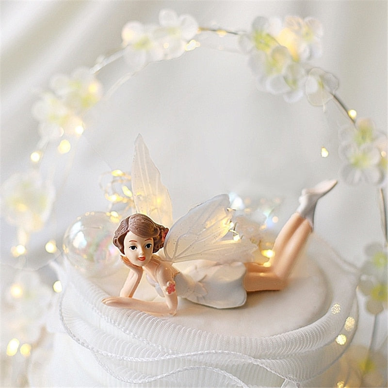 Elves Flower Fairy Cake Toppers Wedding Dessert Decoration Valentine's Day Party Lovely Girl Princess Happy Birthday Gifts 