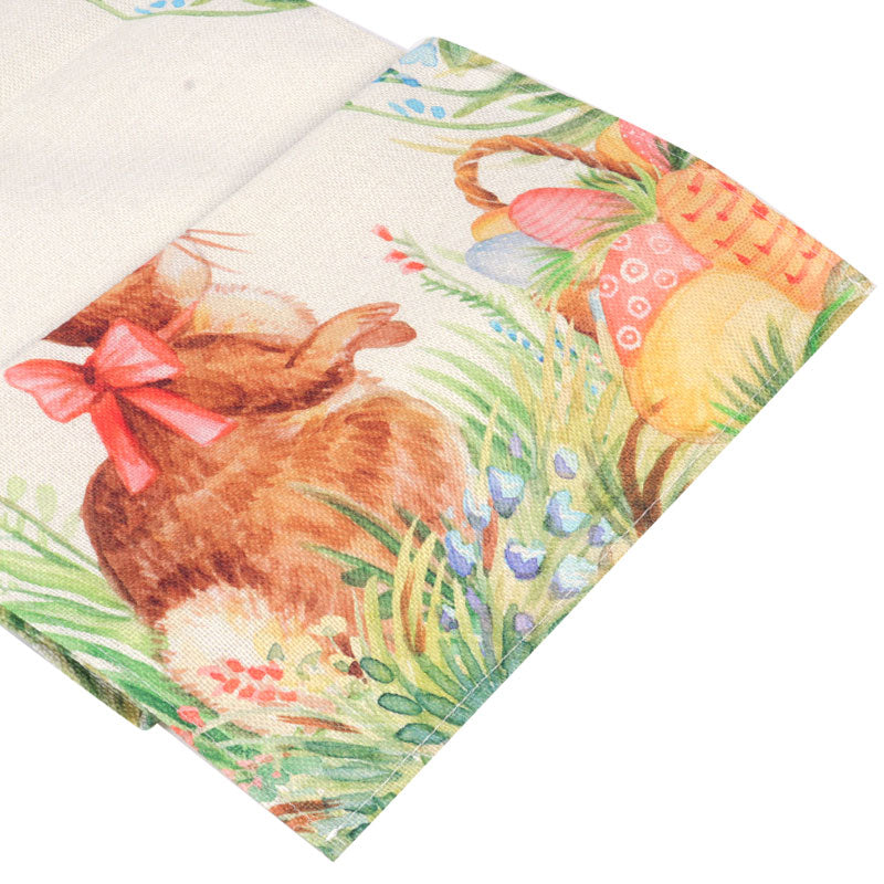 pc Easter Eggs Bunny Printed Table Runner Tablecloth Happy Party Decoration Home Rabbit Flag Deco 