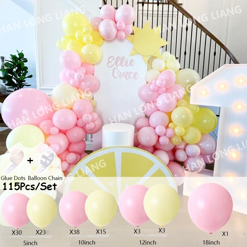 Pcs Balloons Arch Set Gray White Blue Yellow Balloon Garland Birthday Party Baby Baptism Shower Wedding Decoration Inflatable Decorations