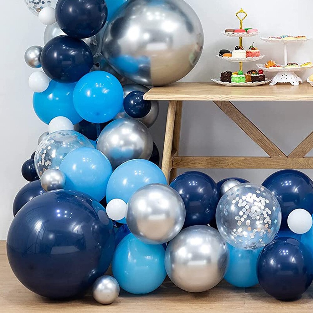 Blue Balloon Garland Arch Kit Metal Silver Latex Set Baby st Birthday Party Shower Decoration Inflatable Decorations