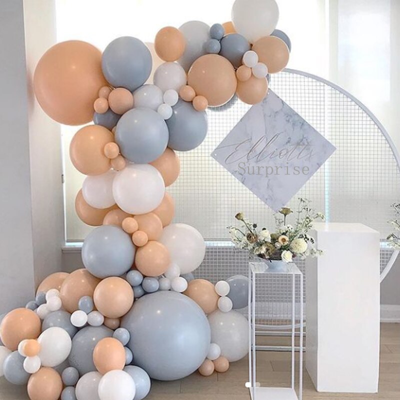 Balloons Arch Set White Grey Orange Balloon Garland Birthday Party Romantic Wedding Baby Baptism Shower Decoration Inflatable Decorations