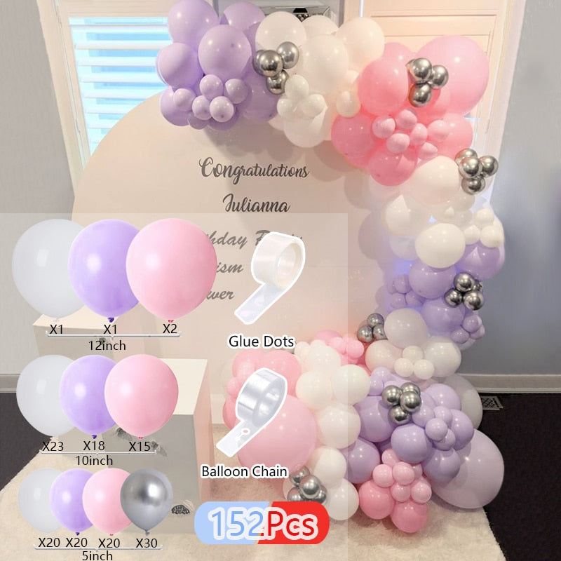 Pcs Balloon Arch Set Purple Pink Birthday Party Balloons Garland Baby Baptism Shower Wedding kit Decoration Inflatable Decorations