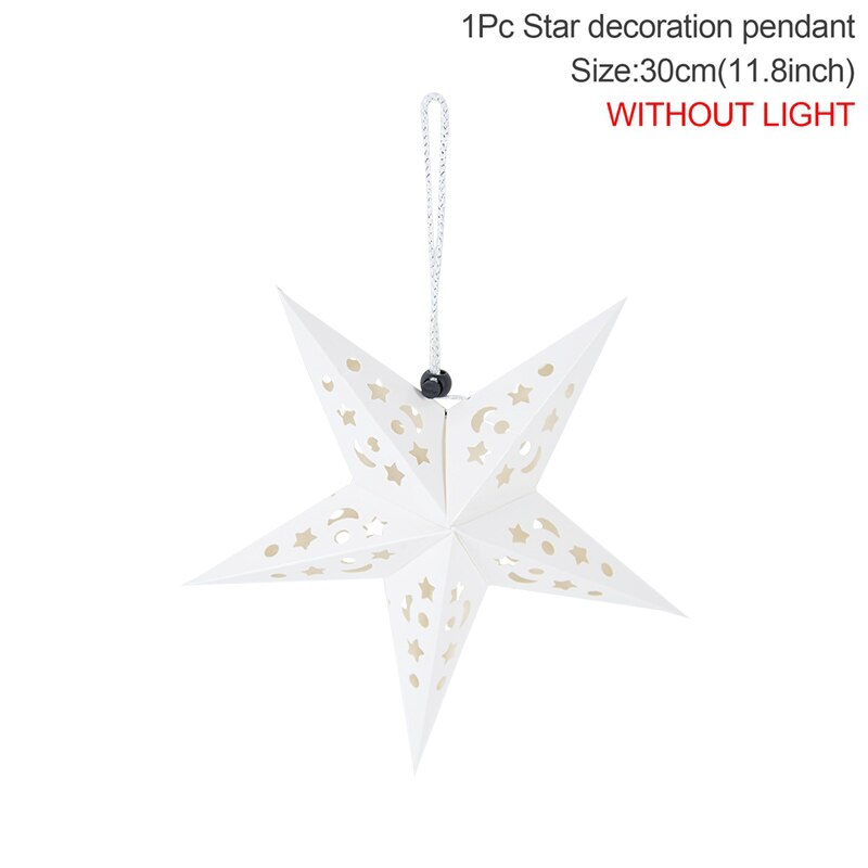 30/45/60cm Hollow Out Star Hanging Pendant Eid Mubarak Decorative Home Party Outdoor Paper Lantern Stars Lampshade Garden Decor PartyDecorHQ