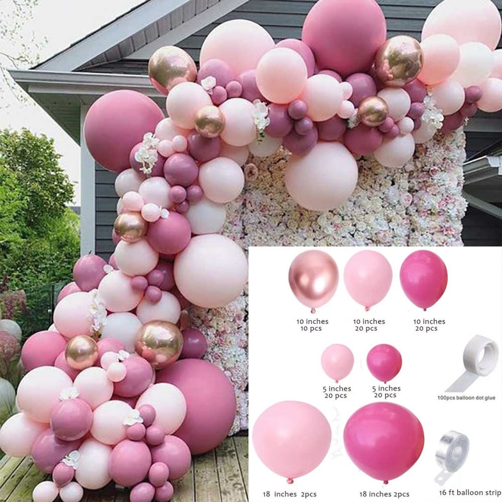 Purple Balloon Garland Arch Kit Rose Gold Latex Wedding Birthday Party Decor Kids Baby Shower Girl Supplies Inflatable Decorations