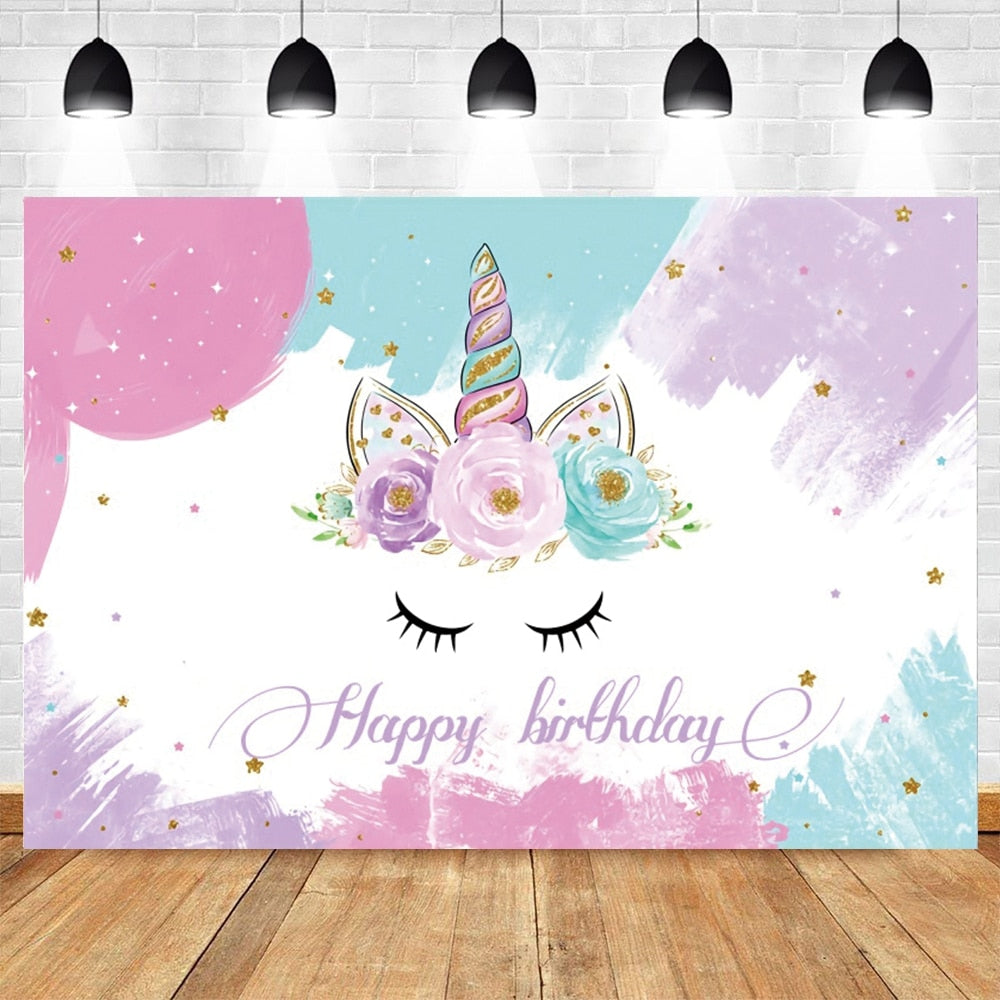 Rainbow Unicorn Backdrop Newborn Baby Shower Birthday Party Decor Photography Background Photophone Studio Shoots Photographic 