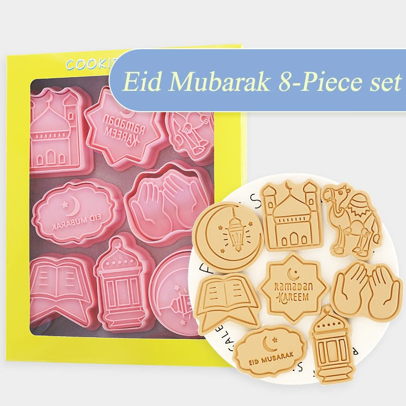 8/6pcs Eid Mubarak Biscuit Mold Cookie Cutter Set DIY Cake Baking Tools Islamic Muslim Party Ramadan Kareem Decoration Supplies PartyDecorHQ