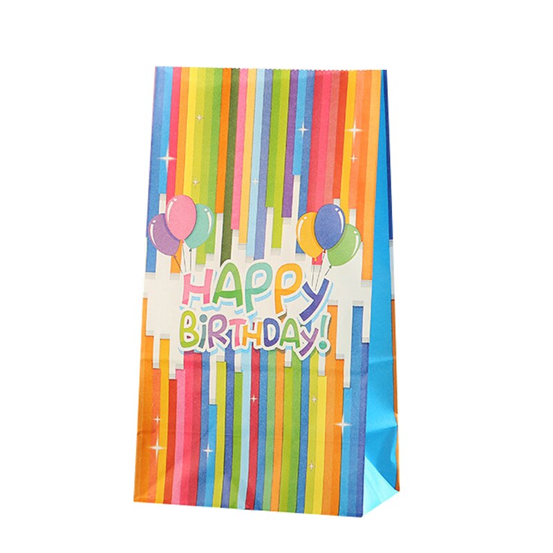 pcs Happy Birthday Gifts Bag Flower Pattern Kraft Paper Bags Candy Cake Packaging Boy Girl Anniversary Party Supplies 