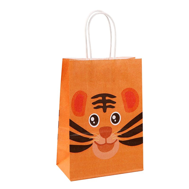 6pcs Jungle Animal Gift Bags Lion Zebra Elephant Pattern Paper Packaging Bag for Girl Boy Birthday Party Decoration Baby Shower PartyDecorHQ