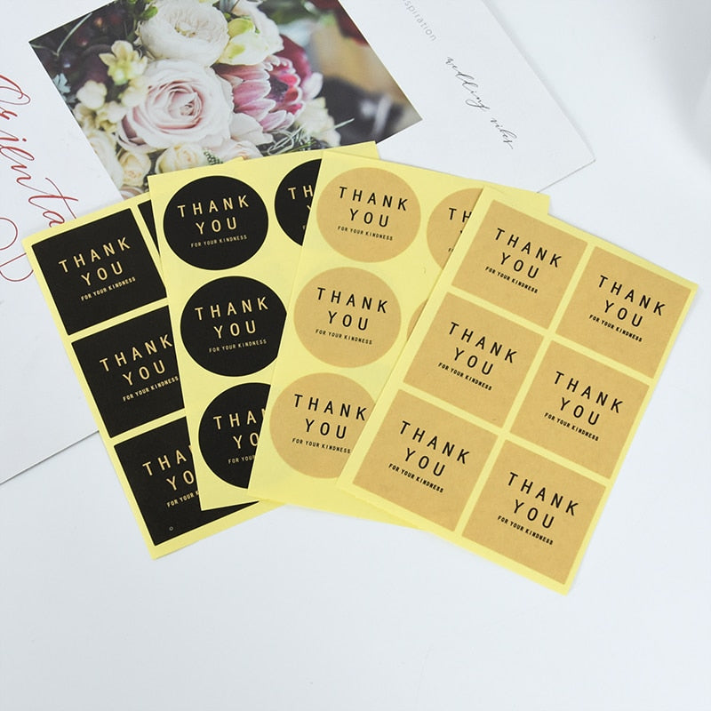 pcs Thank Paper Stickers Round Square Seal Label Paste Baking Biscuit Bag Decorative Scrapbook Gift Stationery Sticker 