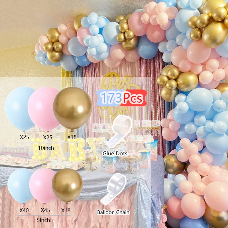 Pcs Balloons Arch Set Blue Pink Gold Balloon Garland Birthday Party Baby Baptism Shower Wedding Kit Decoration Inflatable Decorations