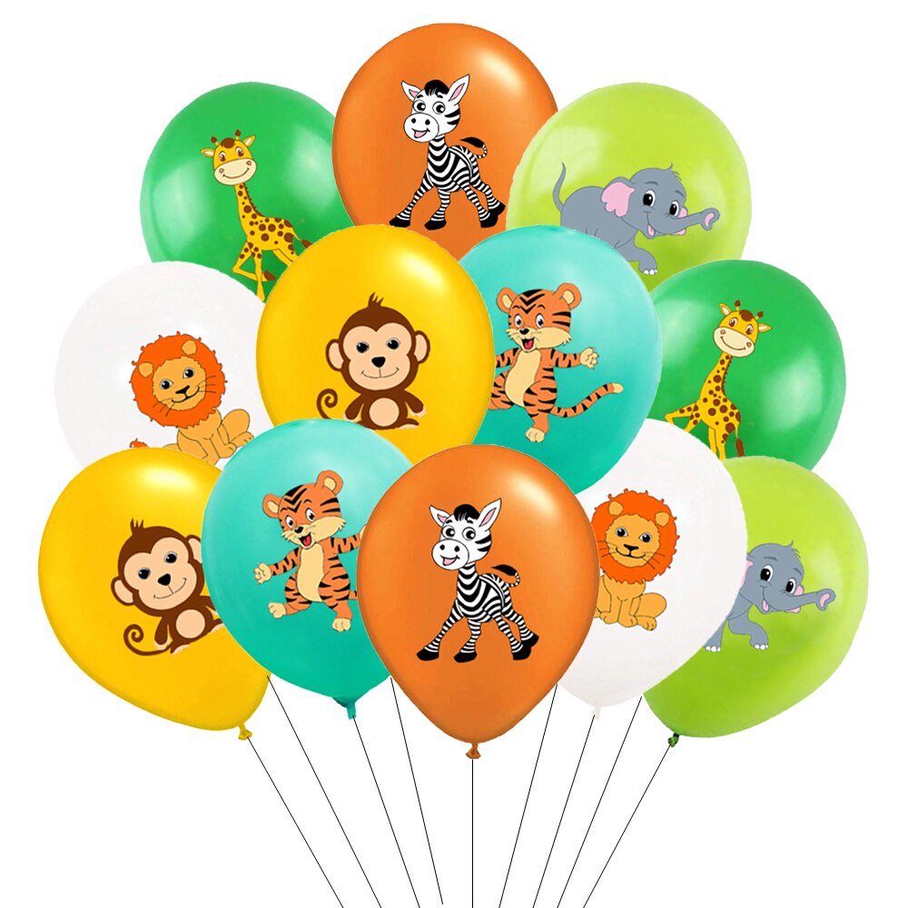 pcs Cartoon Animal Latex Balloon Monkey Lion Elephant Ballon Jungle Birthday Party Decoration Baby Shower Kids Gifts Globes 