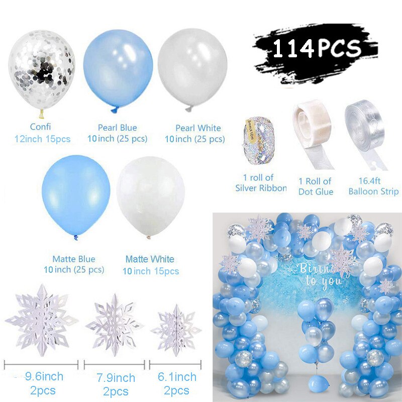 Frozen elsa Snowflakes Foil Balloons Garland Arch Happy Birthday Banner Baby Shower Baptism Party Globos Kids Toy Gifts Girls Inflatable Decorations