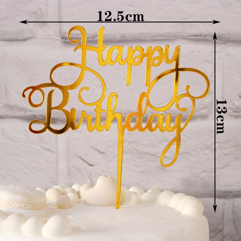 Happy Birthday Cake Topper Acrylic Letter Toppers Party Supplies Black Decorations Boy Designs 