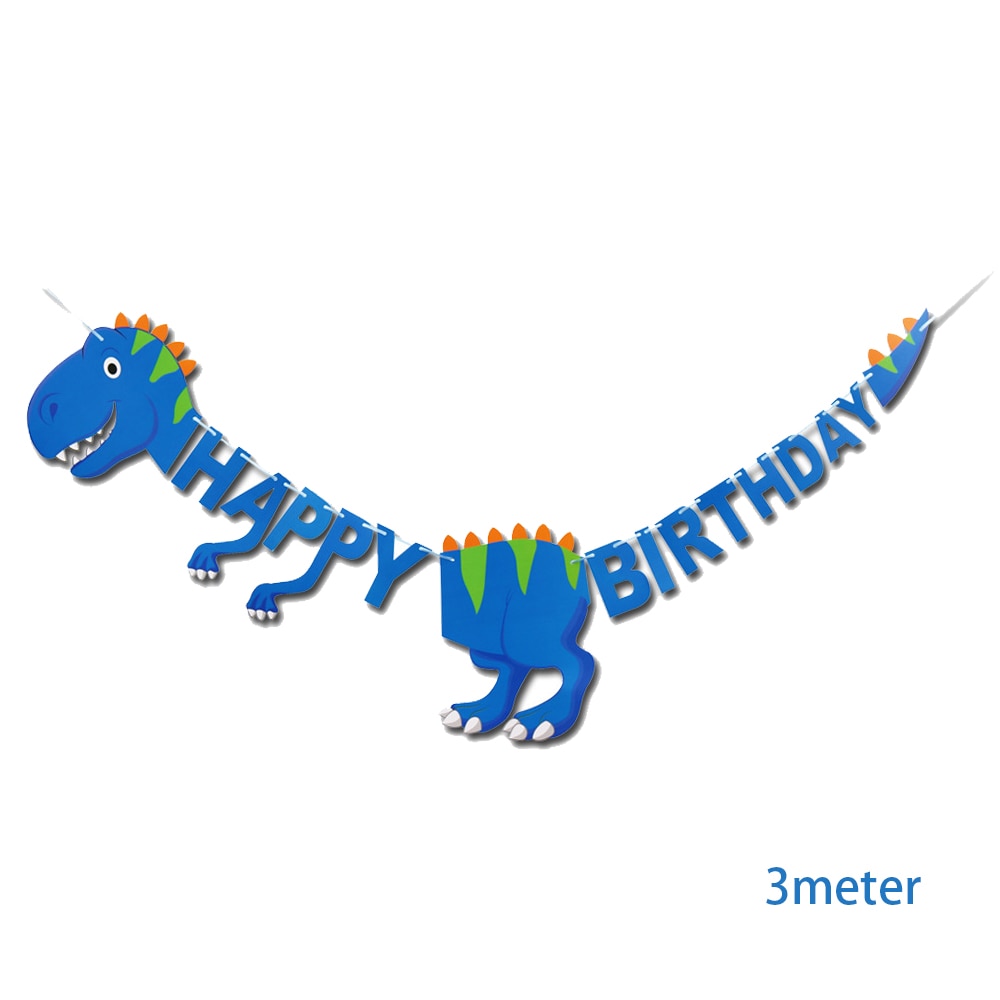 Dinosaur themed Banner meter Dino shape Jungle Safari Party Baby Shower Kids Boys Birthday Decoration 