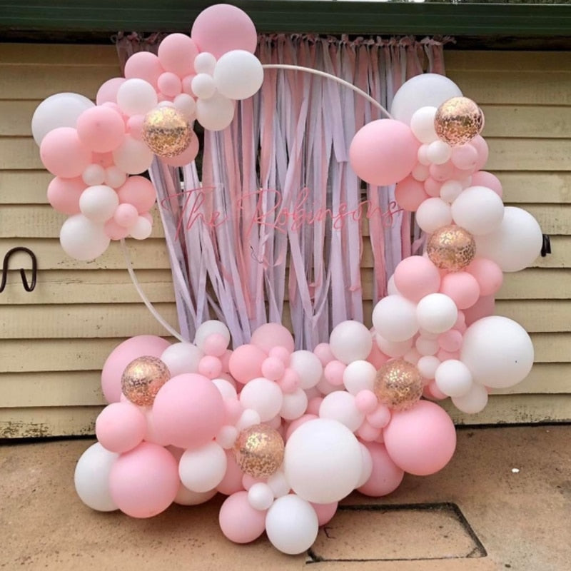 Macaron Balloons Arch Set Pink White Sequins Balloon Garland Baby Baptism Shower Wedding Birthday Party Decoration Inflatable Decorations