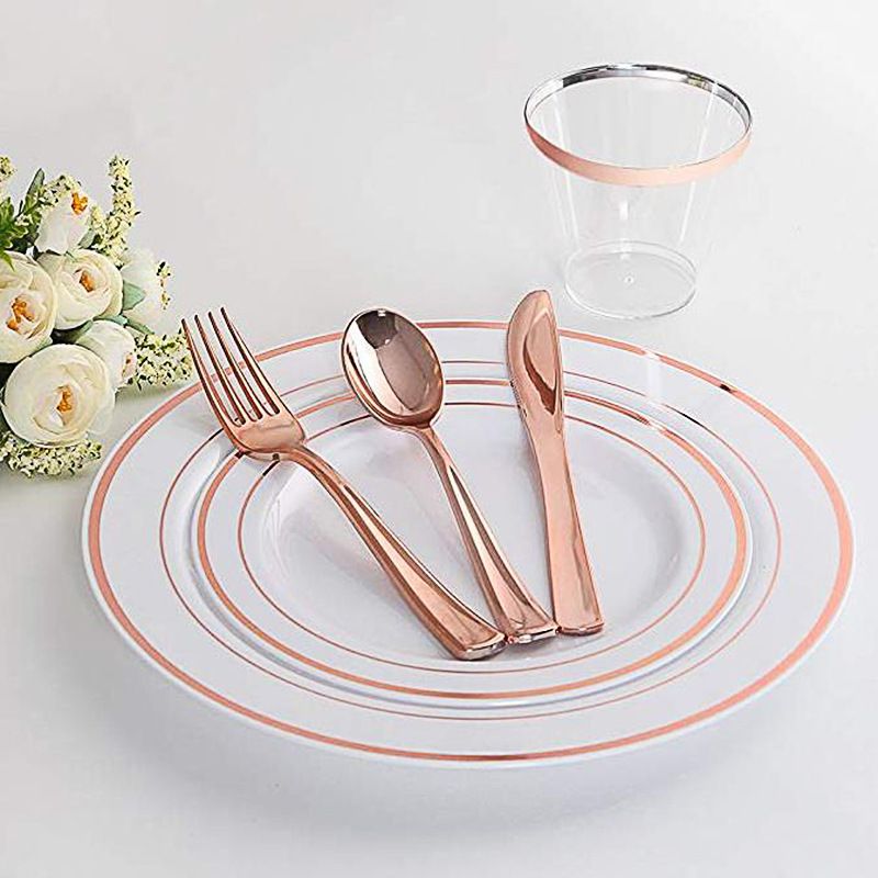 pcs Transparent Plastic Cup Rose Gold Silver Drinks Wine Clear Cups Wedding Birthday Party Decoration Home Festival Supplies 