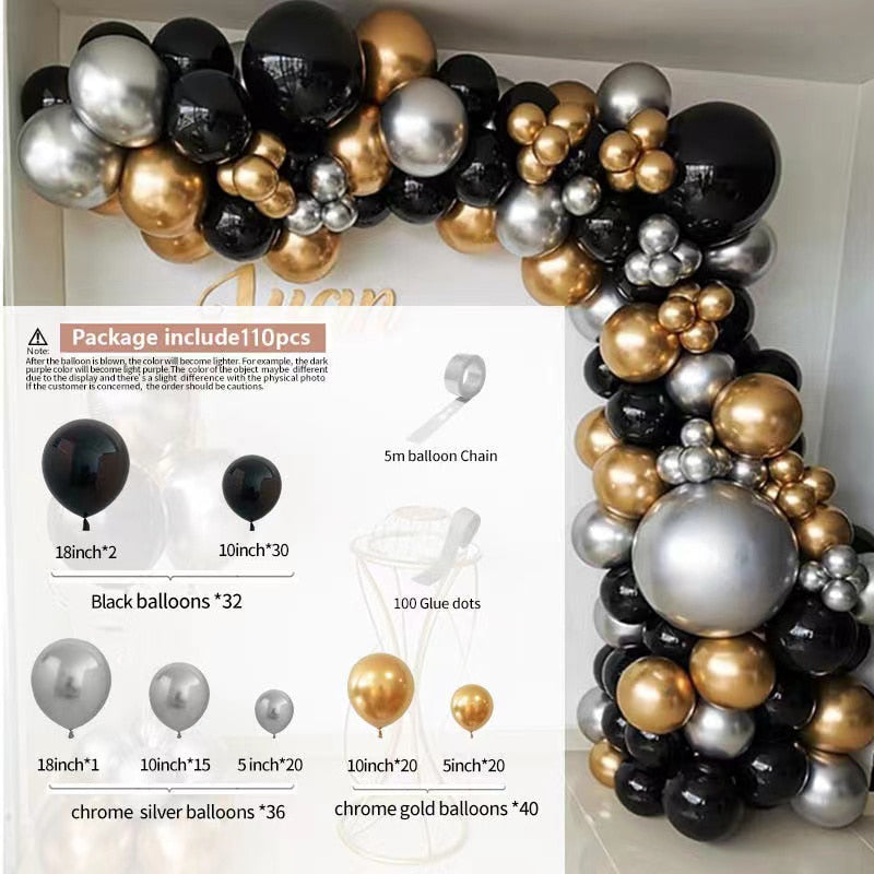 Pcs Black Gold Garland Balloons Arche Set Stand Kit Wedding Decoration Bride Decor Birthday Metal Ballon Party Supplies Inflatable Decorations