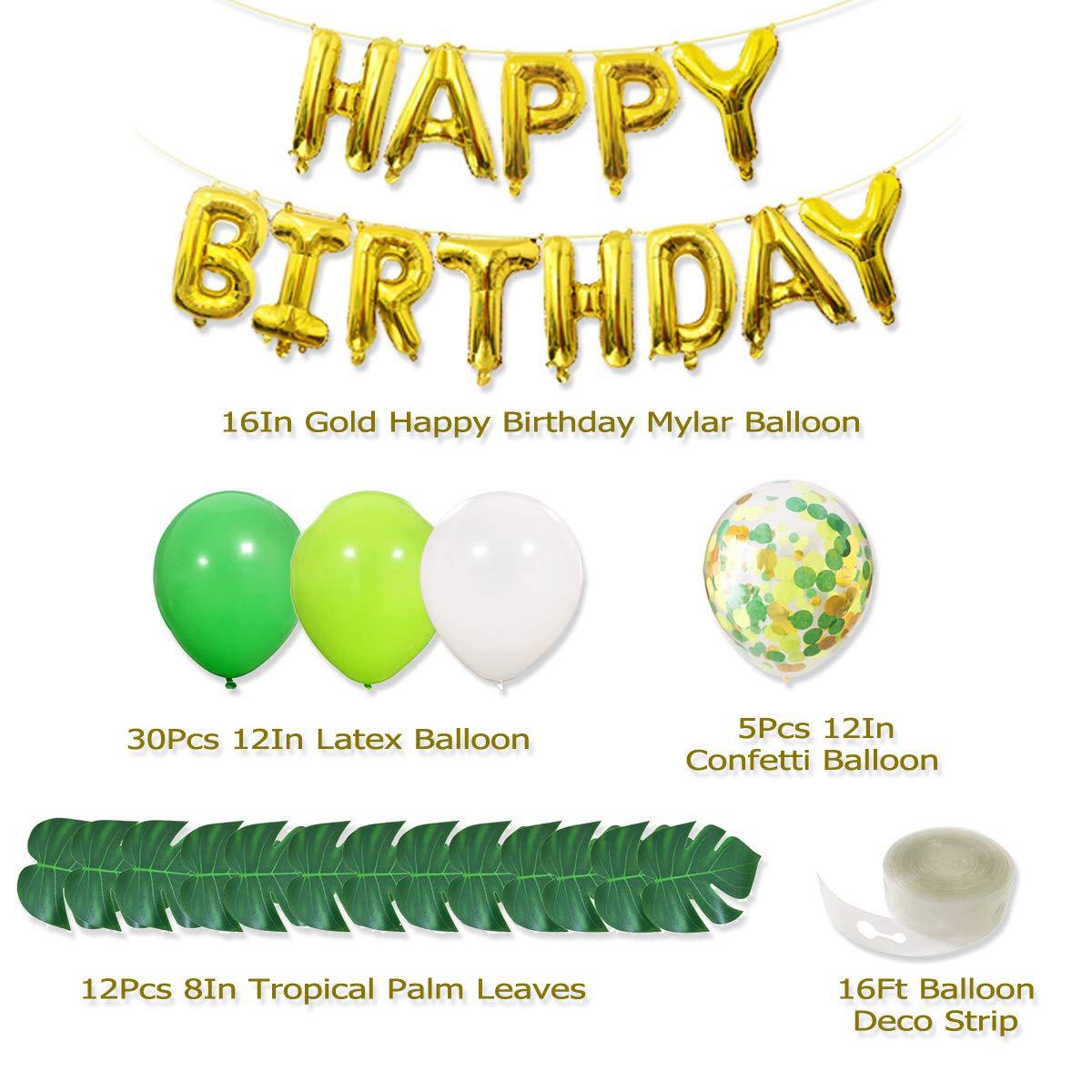 Green Confetti Latex Balloon Garland Arch Kit Foil Leaves Letter Banner Forest Themed Birthday Party Decorations Inflatable