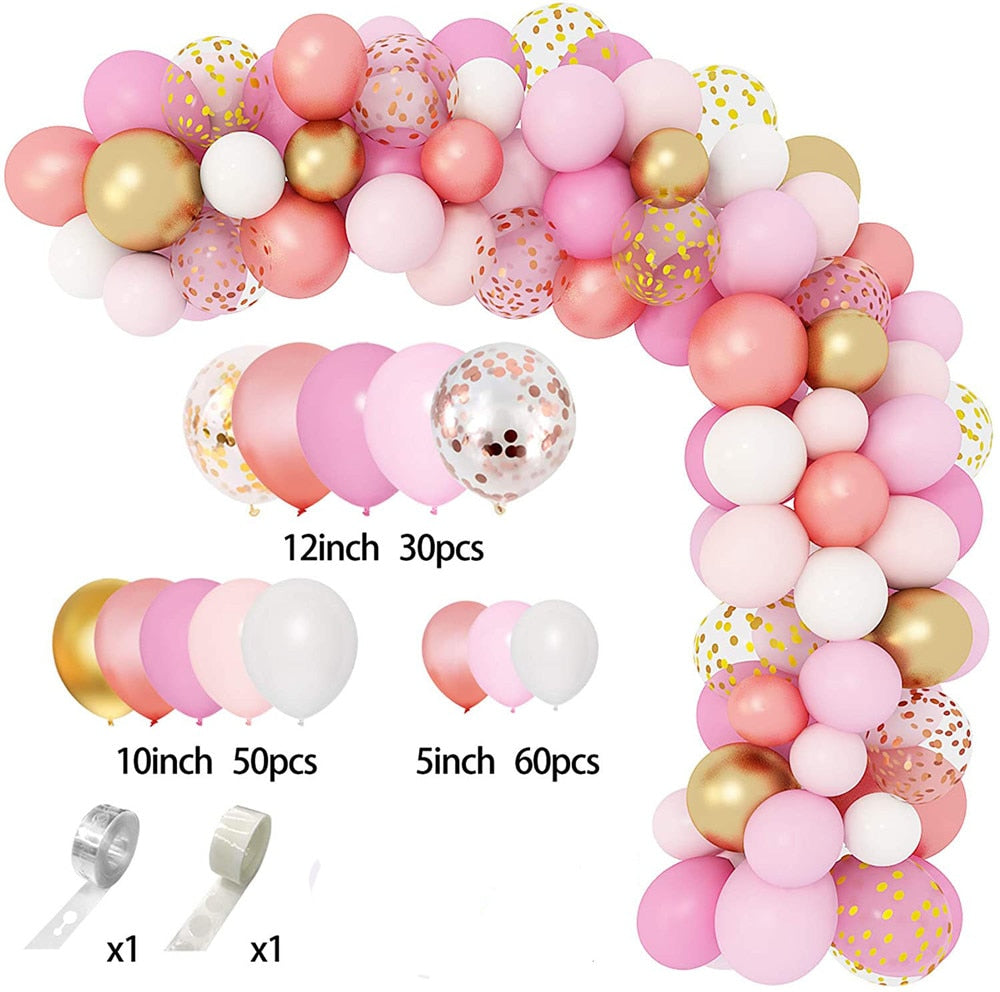 pcs Pink Macaron Metal Balloon Set Butterfly Balloons Garland Arche Birthday Party Decoration Wedding Decor Baby Shower 