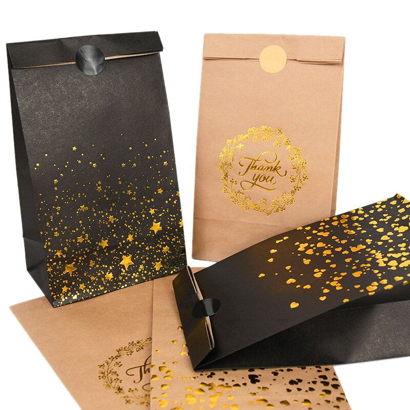 12pcs Kraft Paper Bags Thank You Star Heart Candy Gifts Packaging Bag for Wedding Birthday Party Favors Decorations Present Bag PartyDecorHQ