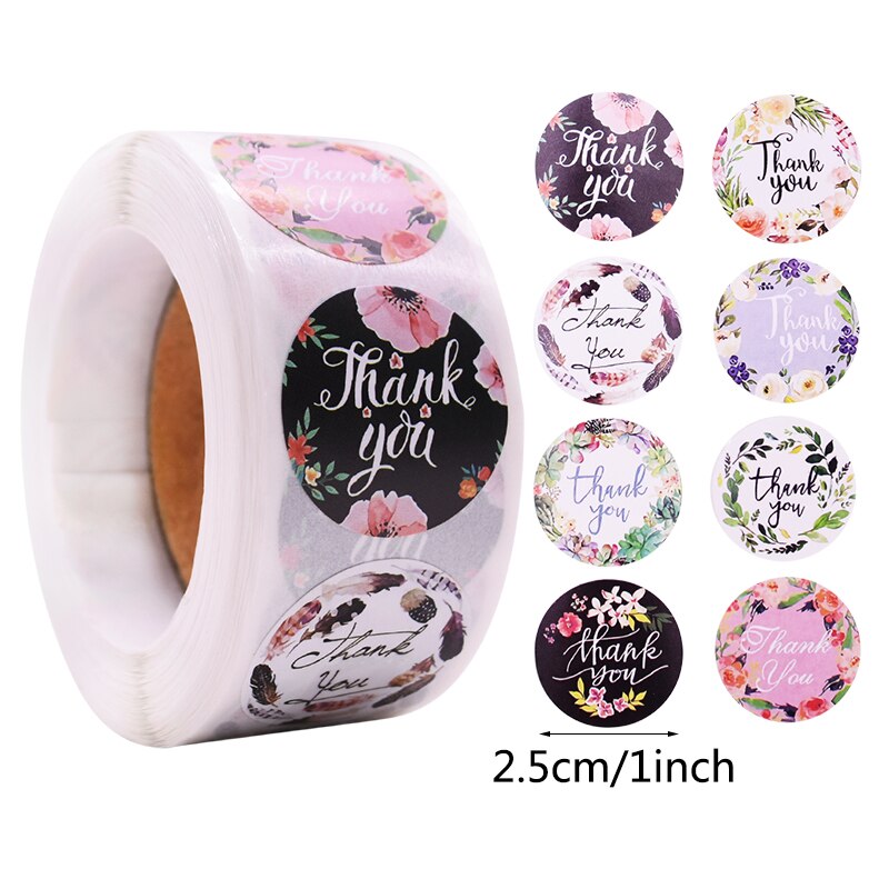 pcs/roll Thank Sticker cm Love Design Diary Scrapbook Stickers Wedding Birthday Party Gift Packaging Seal Labels Decor 