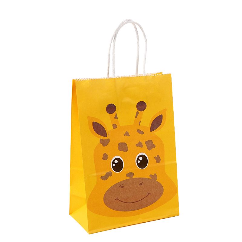 6pcs Jungle Animal Gift Bags Lion Zebra Elephant Pattern Paper Packaging Bag for Girl Boy Birthday Party Decoration Baby Shower PartyDecorHQ