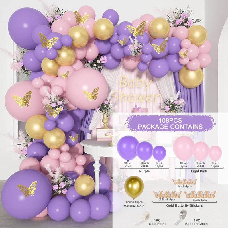 Purple Pink Balloons Garland Arch Kit Macaroon Latex Ballons Wedding Birthday Party Decor Kids Adult Girl Baby Shower Ballon Inflatable Decorations