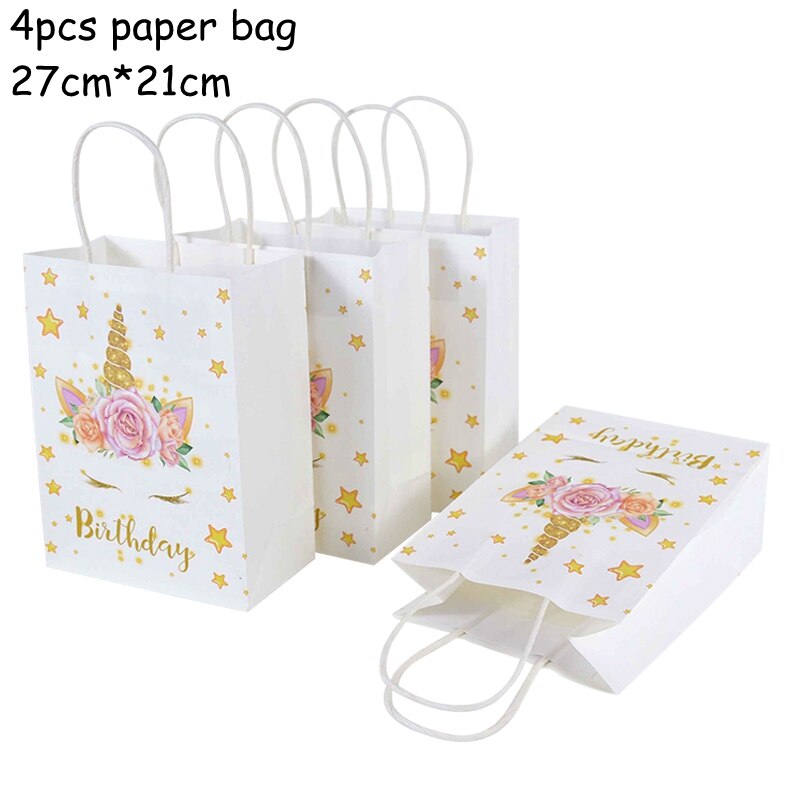 Unicorn Theme Party Paper Gift Bags Popcorn Cookie Candy Bag Box Kids Birthday Decoration Wedding Baby Shower Supplies 