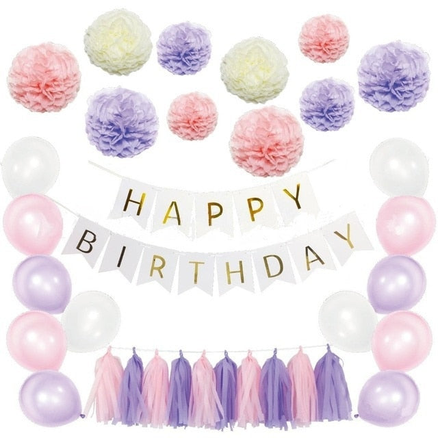 Inch Latex Balloons Party Decoration Fish Tail Banner Tassel Paper Pompom Set Birthday Baby Shower Supplies 