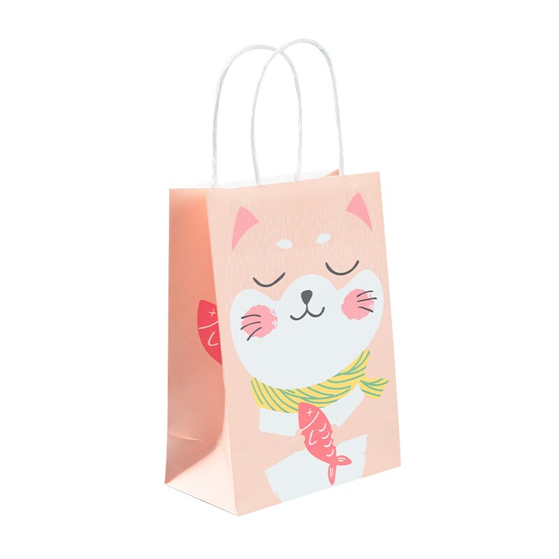 pcs Cartoon Animals Paper Tote Bag Lion Tiger Dinosaur Gifts Packing Shopping Bags Kids Birthday Anniversary Baby Shower Decor 