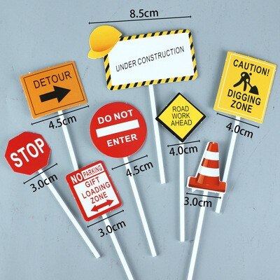 Boys Engineering Vehicle Cake Decor Digging Machine Toppers Crane Decors Happy Birthday Party Toys Gift 