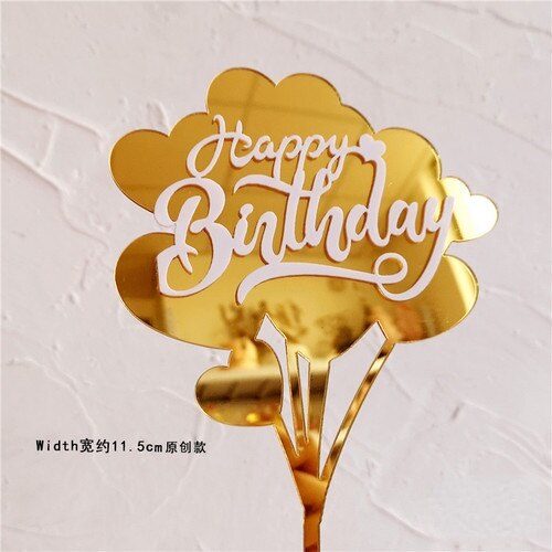 New Acrylic Diamond Happy Birthday Cake Topper Dessert Decoration Party Baby Shower Gift 