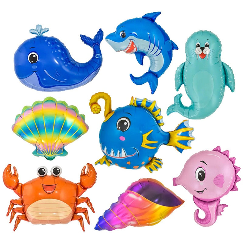 New Ocean Animals Foil Balloon Shark Whales Crab Helium Ballon Boy Birthday Party Decoration Kids Anniversary Gifts Baby Shower 