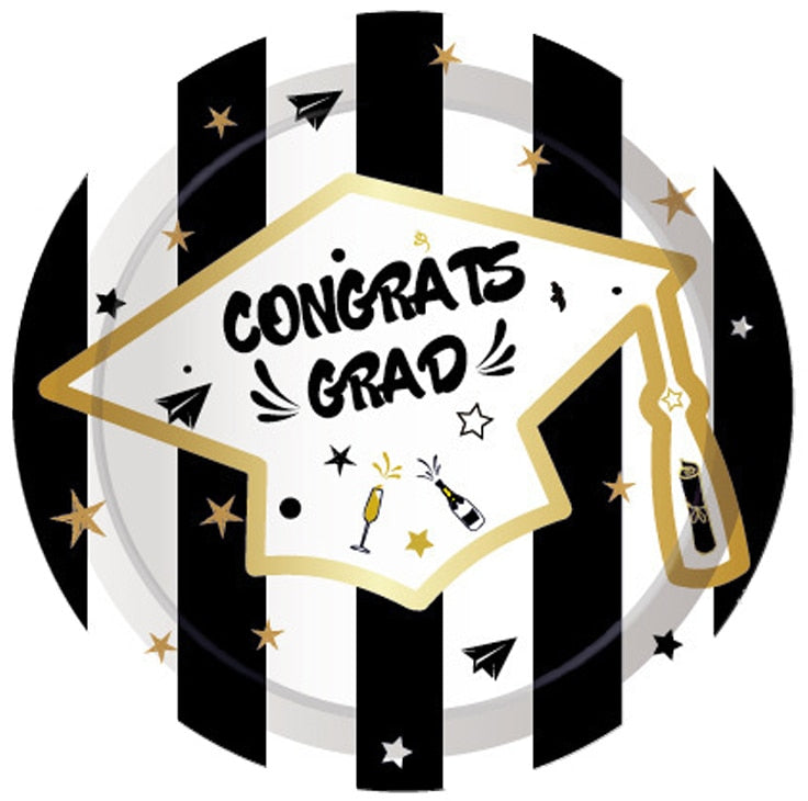 2022 Graduation Season Theme Disposable Tableware Set Congrats Grad Paper Plate Tissue Cup Party Decoration Supplies PartyDecorHQ