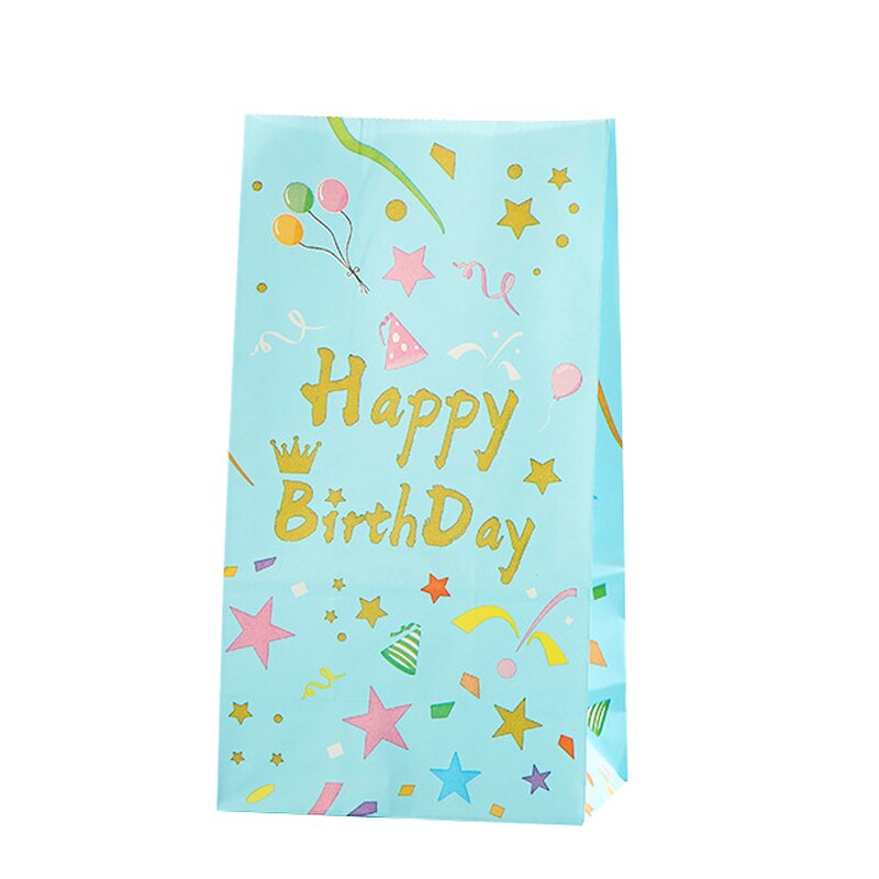 pcs Happy Birthday Gifts Bag Flower Pattern Kraft Paper Bags Candy Cake Packaging Boy Girl Anniversary Party Supplies 