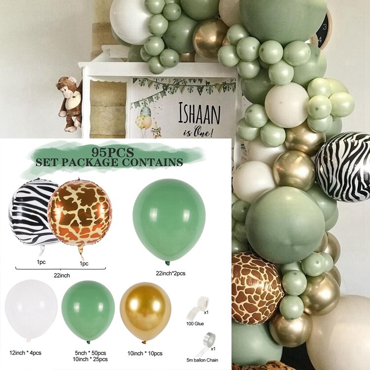 Macaron Green Balloon Garland Arch Kit Wedding Ballon Birthday Party Decor Kids Jungle Safari Theme Baby Shower Inflatable Decorations