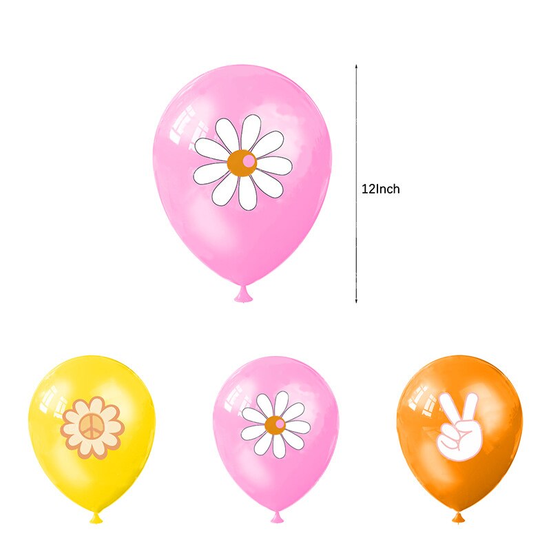 Bohemia Daisy Theme Birthday Party Decoration Balloon Set Rainbow Banner Cake Topper Girls Boho Supplies 