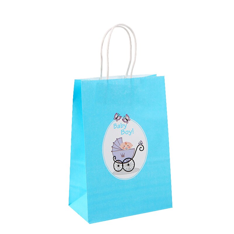 pcs Baby Shower Gifts Bag Pink Blue Handheld Paper Bags Candy Packaging Boy Girl Birthday Anniversary Party Supplies 