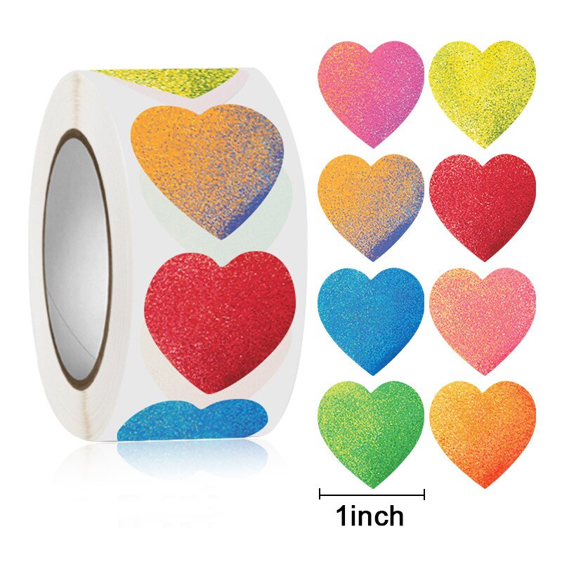 pcs Colorful Heart Paper Stickers Self-adhesive Sealing Wedding Party Valentine's Gifts Bag Packaging Supplies 