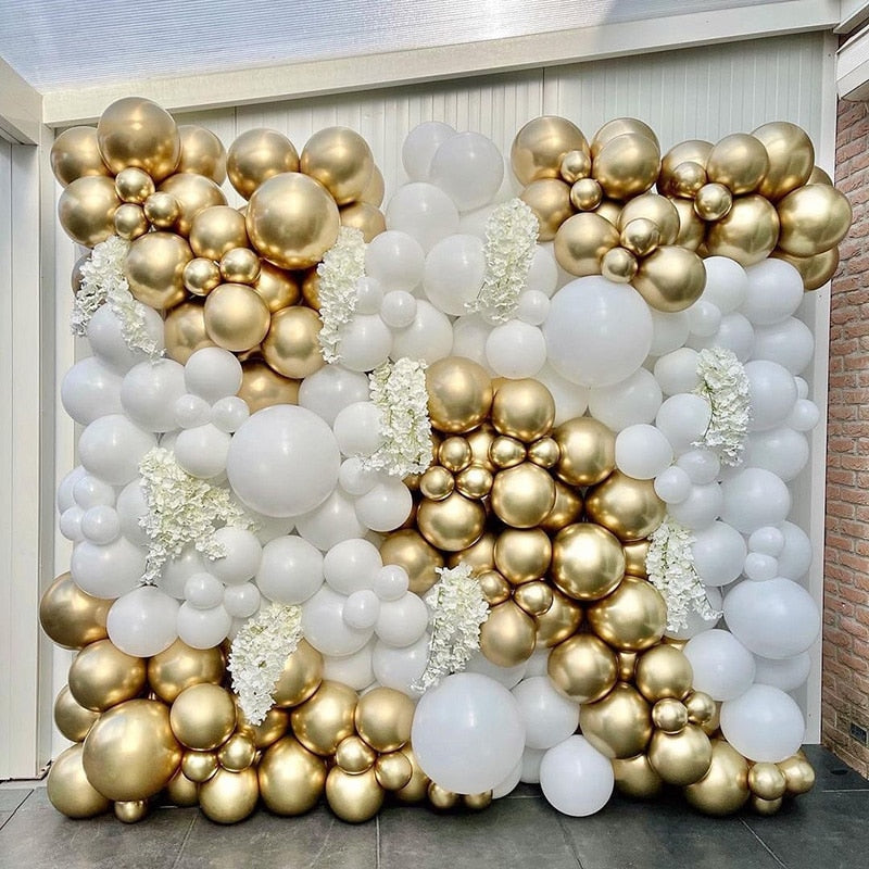 Latex Balloon Arch Kit White Gold Confetti Metallic Wedding Birthday Party Decorations Baby Shower 