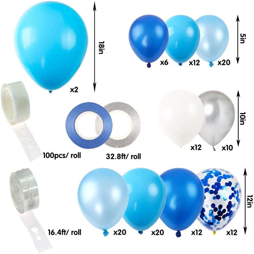 Blue Confetti Latex Balloon Set Happy Birthday Letter Banner th Party Decoration Supplies Inflatable Decorations