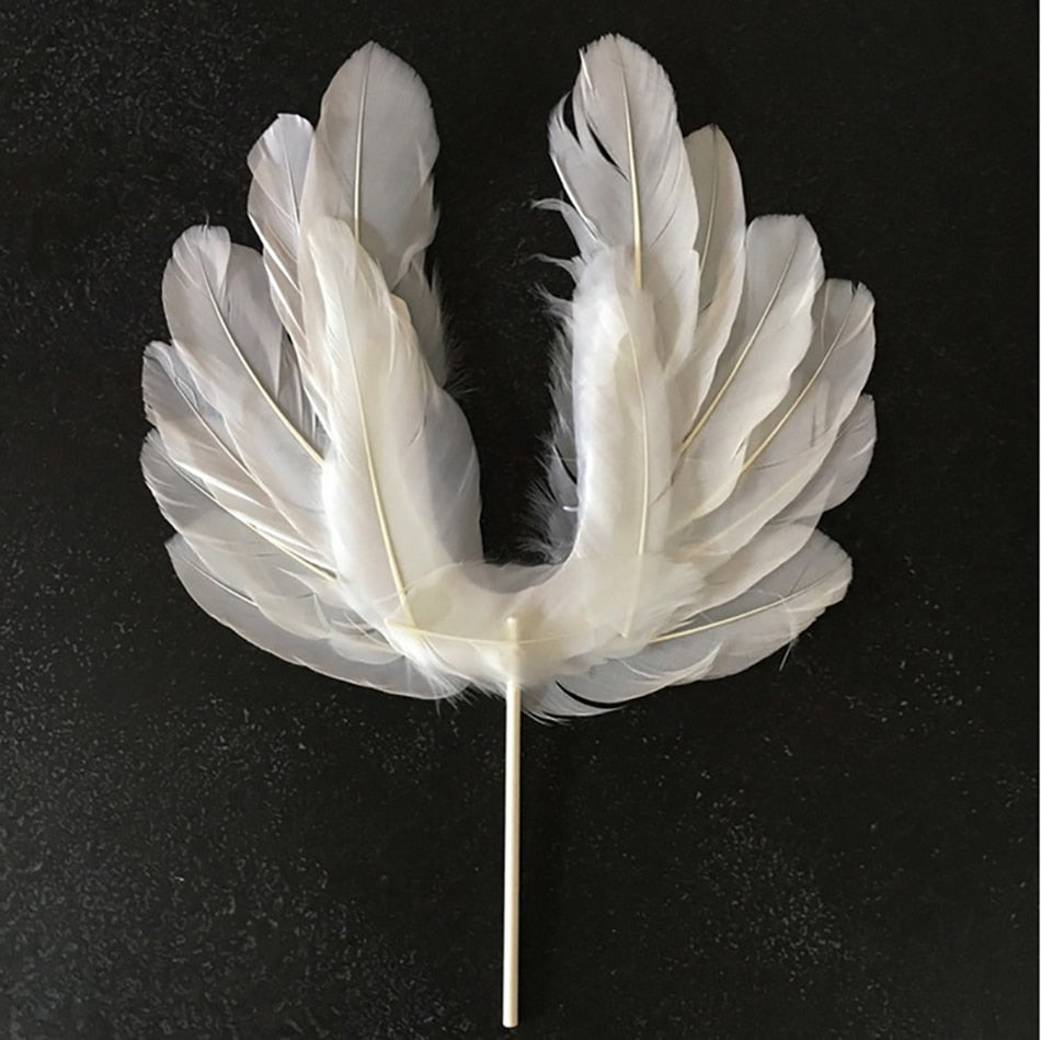 Angel Feather Wing Flag Cake Toppers Wedding Birthday Party Baking Dessert Top Decoration Supplies TS 