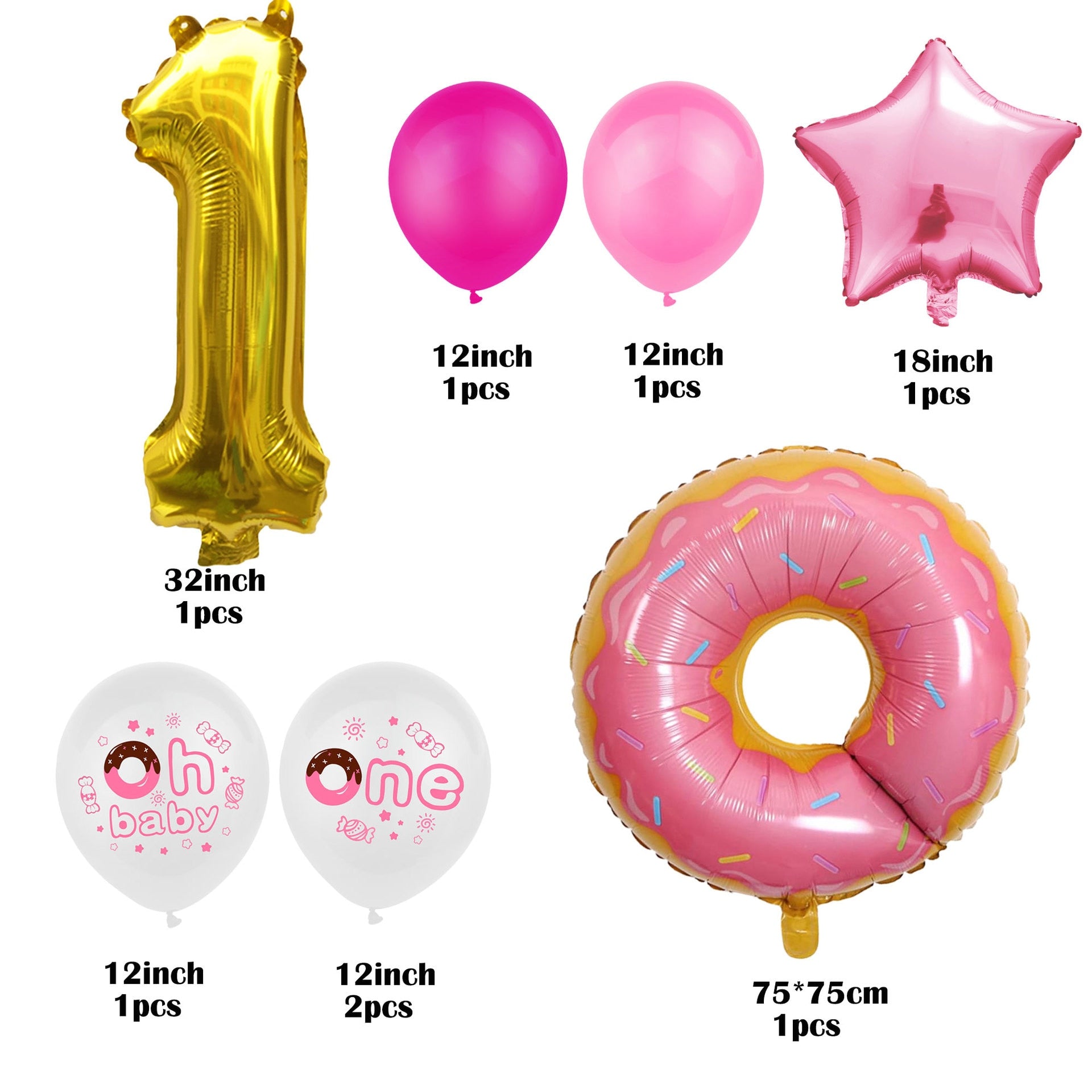 Donut Theme Party Decoration Pink White Balloon Set Rose Gold Star Foil Kids st Birthday Supplies 